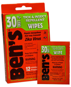Ben's 00067085 30 Odorless Scent Wipes Repels Ticks & Biting Insects 12