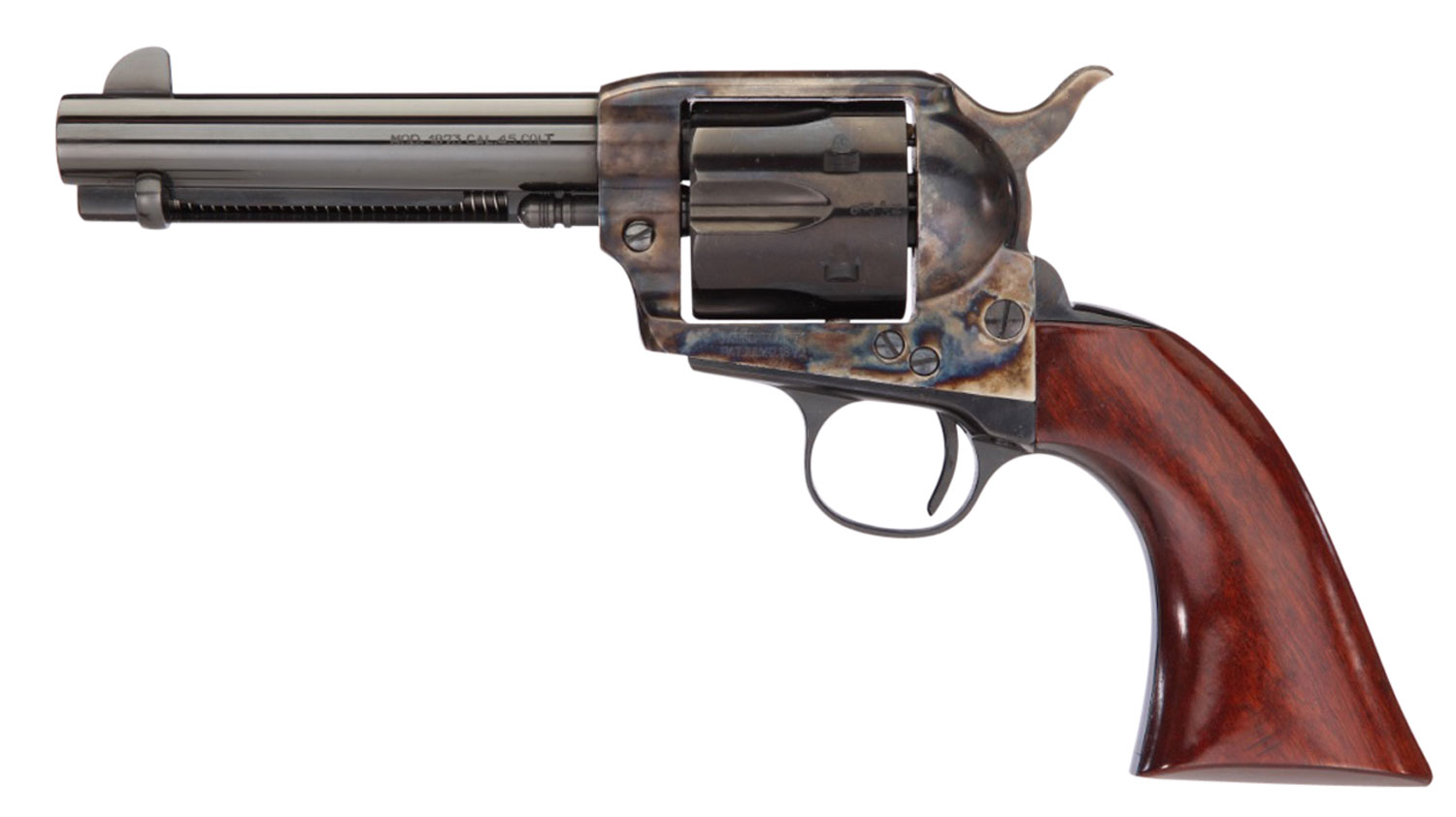 Taylors & Company 555149DE 1873 Cattleman Gunfighter 45 Colt (LC) 6rd 4.75" Blued Cylinder & Barrel Color Case Hardened Steel Frame Walnut Army Size Grip (Taylor Tuned)