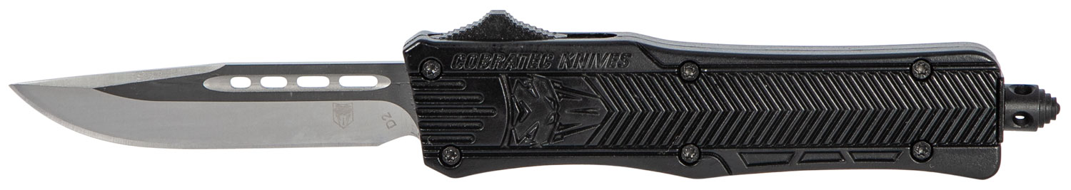 CobraTec Knives SBCTK1SDNS CTK-1 Small 2.75" OTF Drop Point Plain D2 Steel Blade/Black Aluminum Handle Features Glass Breaker Includes Pocket Clip