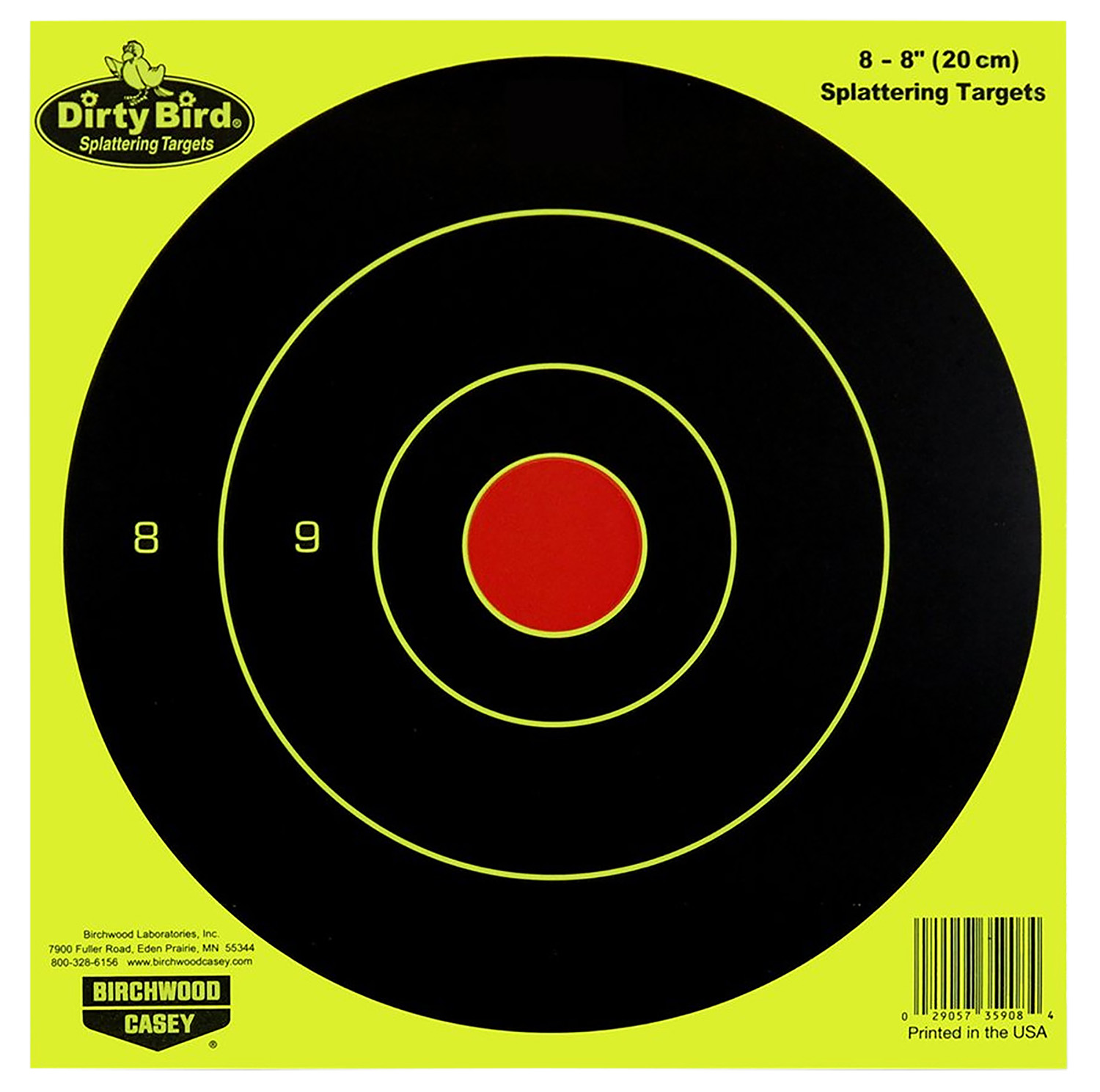 Birchwood Casey 35950 Dirty Bird Bullseye Paper Hanging Pistol/Rifle Black/Yellow 50 Per Pkg