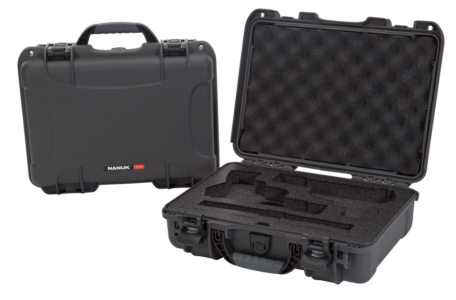 Nanuk 910 Classic 2 Up Pistol Case - Graphite Polymer