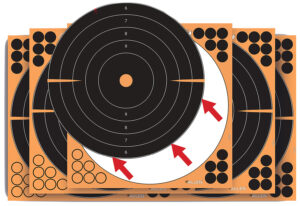 EZ-Aim 1531710 Splash Reactive  Self-Adhesive Paper Black/Orange  12"x12" Bullseye 10 Pack