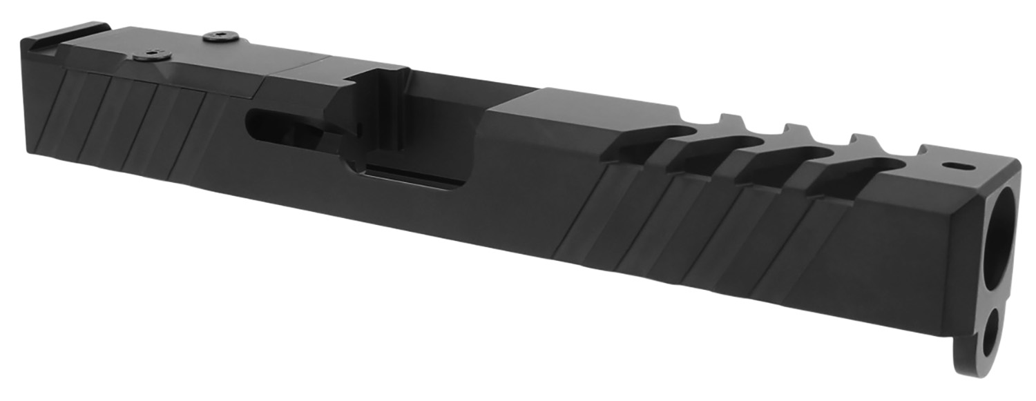 TacFire Replacement Slide 9mm Luger Graphite Black Cerakote Stainless Steel with Optics Cut & Slide Ports for Glock 17 Gen3