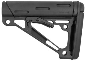 Hogue 15040 OverMolded Collapsible Buttstock made of Synthetic Material with Black Finish & Overmolded Rubber for Mil-Spec AR-15, M16