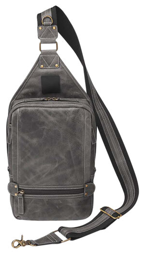 Gun Tote'n Mamas Gray Leather Sling Backpack with Holster