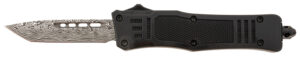 Steel River Knives MT616BDP Spartan  Mini 2.75" OTF Tanto Plain Laser Etched Damascus 440C SS Blade/4.25" Black Aluminum Zinc Alloy Handle