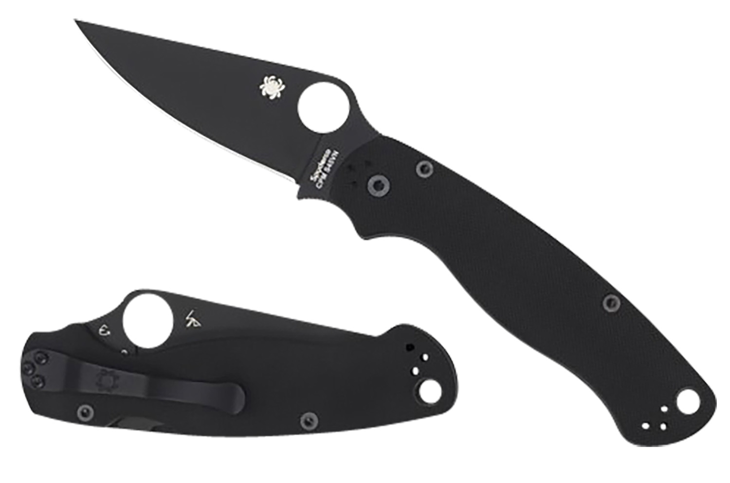 Spyderco C81GPBK2 Para Military 2 3.42" Folding Plain Black DLC CPM S45VN SS Blade/Black Textured G10 Handle Includes Pocket Clip