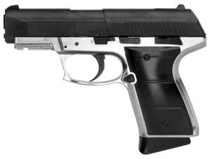 Daisy 985501442 5501 Powerline CO2 177 BB 15+1 430 fps, Smooth Bore Barrel, Black Slide, Silver Metal Frame with Pic. Rail, Molded Grips, Blade Front Sight, Manual Trigger Block Safety