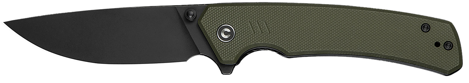 Civivi Knives C24012-2 Merit 3.28" Folding Drop Point Plain Black Stonewashed 14C28N Steel Blade, OD Green Textured G10 Handle