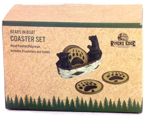 Rivers Edge Bears in a Boat Coaster Set - 4 Piece