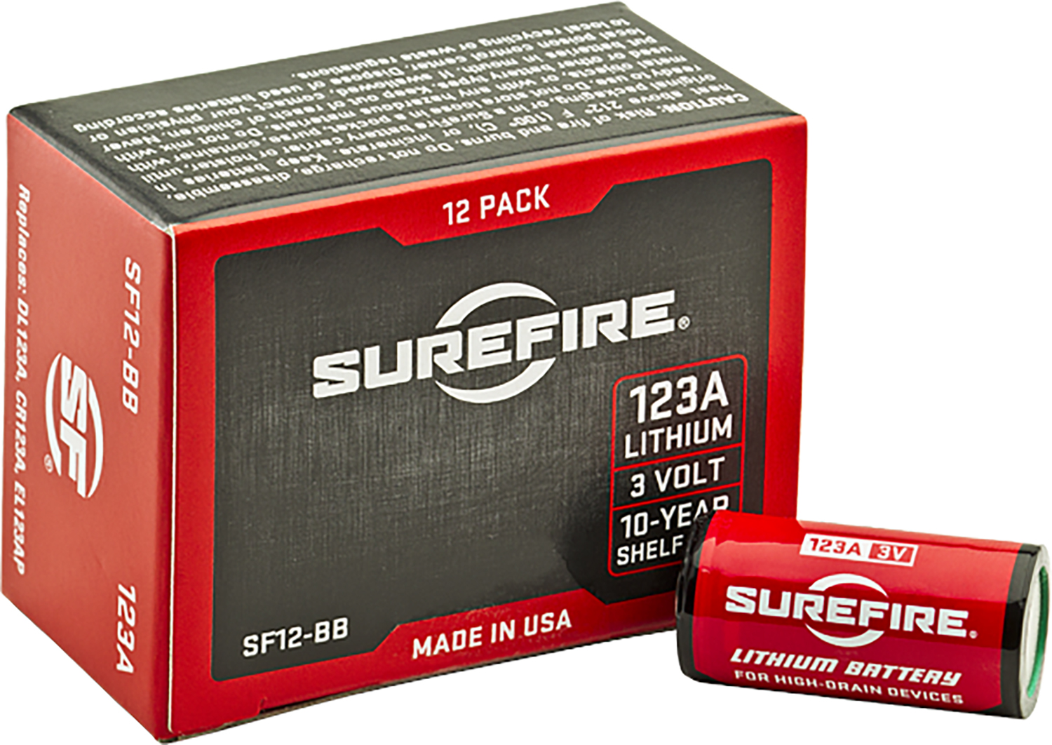 Surefire 123A High-Performance Lithium Batteries 12-Pack