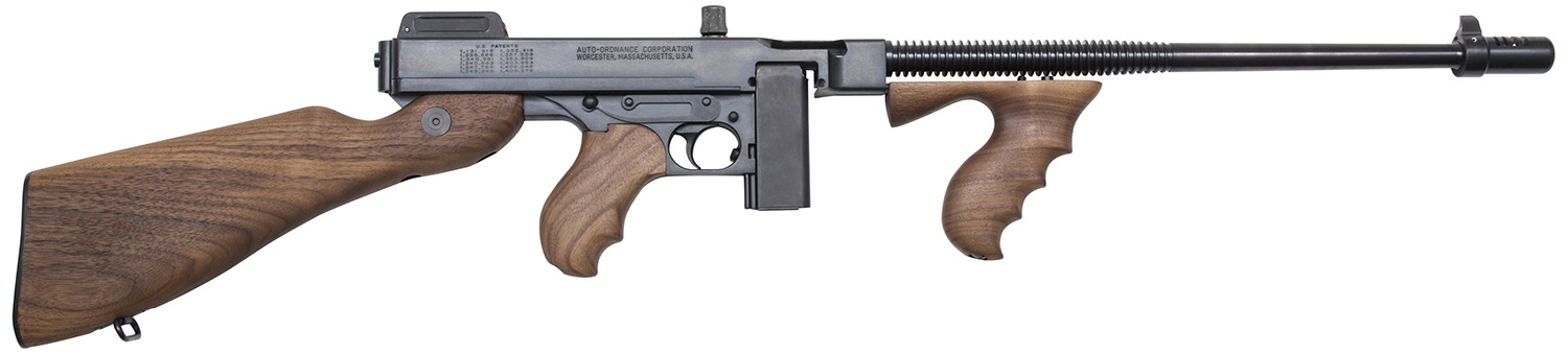 Thompson T110S 1927A-1 Deluxe 45 ACP Caliber with 16.50" Barrel, 10+1 Capacity (Stick), Blued Metal Finish, American Walnut Stock Wood Grip Right Hand