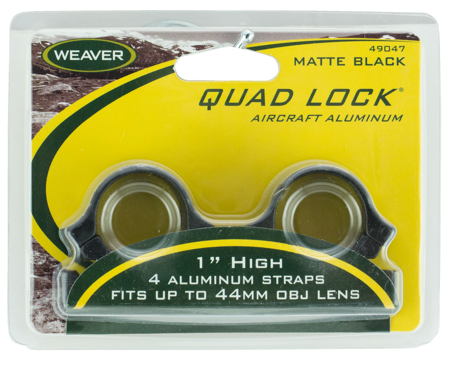 Weaver Quad Lock Detachable 1" High Rings - Matte Black