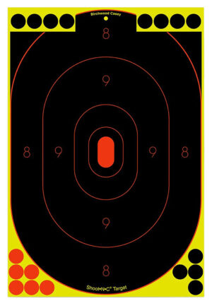 Birchwood Casey 34605 Shoot-N-C Reactive Target Self-Adhesive Paper Black/Yellow/Red 12"x18" Silhouette 5 Pack