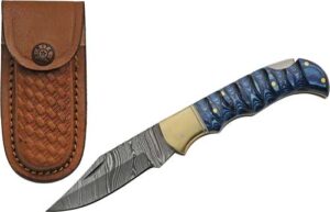 SZCO Rite Edge 3" Damascus Lockback Knife with Wood Handle
