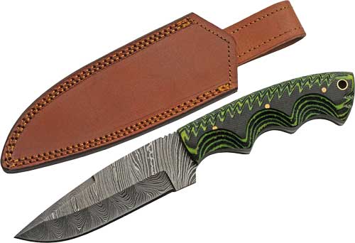 SZCO Rite Edge 5" Damascus Fixed Blade Knife with Sheath