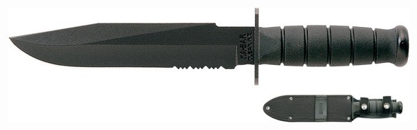 KA-BAR Black Fighter Knife 8" Serrated Carbon Steel Blade