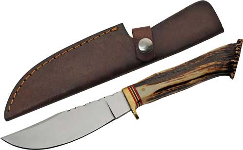 SZCO Steel Stag 5" Stag Hunter Knife with Antler Handle