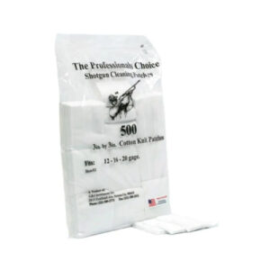 SHOTGUN CLEANING PATCHES - WHITE, 12/16/20 GAUGE, COTTON KNIT, 3" X 3", 500/PK