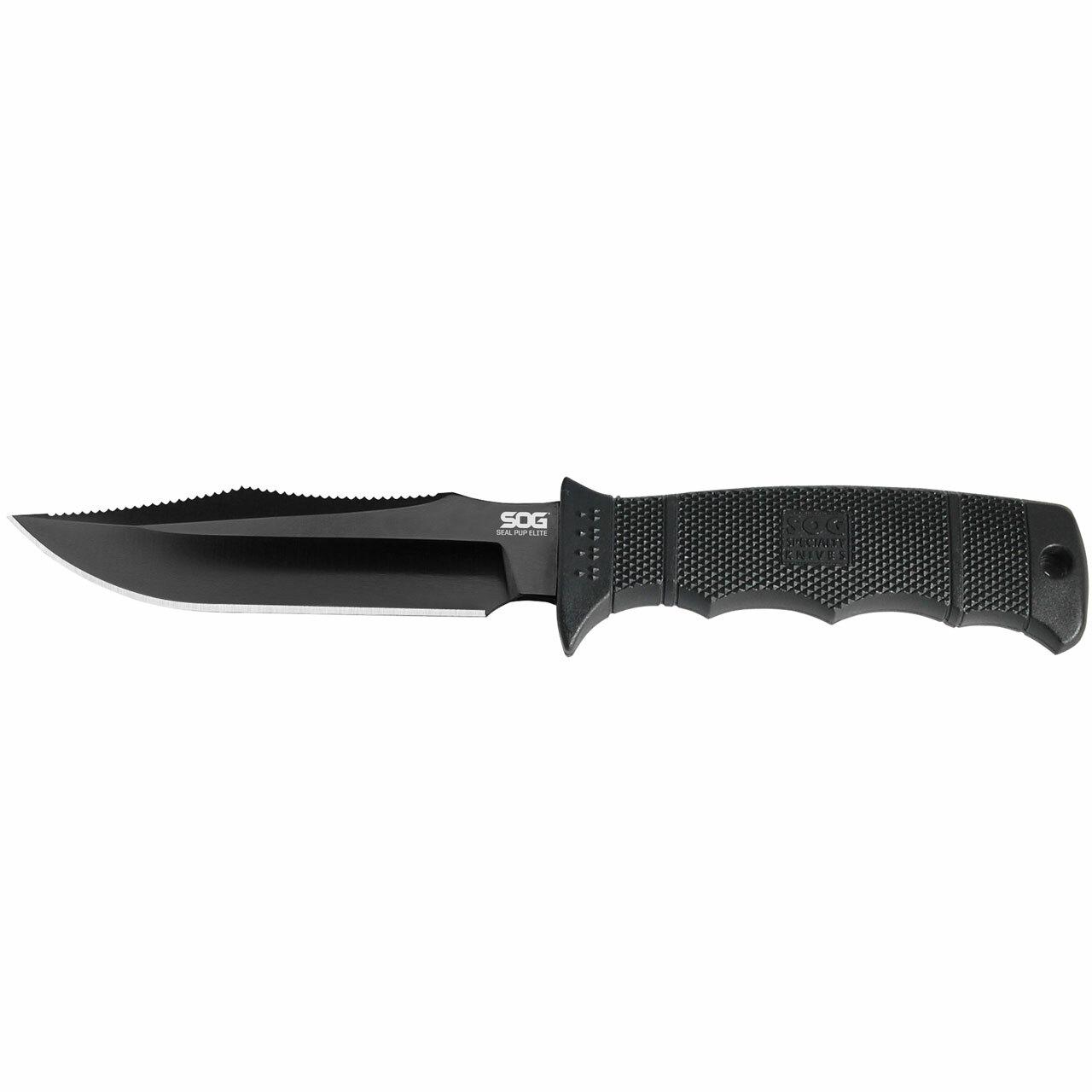 SOG SEAL Pup Elite 4.85" Black Knife with Nylon Sheath