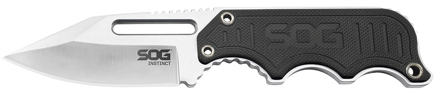 S.O.G SOG-NB1012-C Instinct 2.30" Fixed Clip Point Plain Satin Polished 5Cr15MoV SS Blade Black/Silver G10/SS Handle Includes Sheath