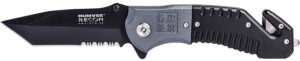 Humvee Adventure Gear HMVKTR08 Humvee Recon Folding Plain/Serrated Black Stainless Steel Blade, Black/GrayHandle