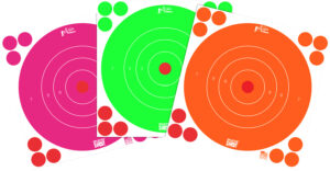 Pro-Shot 8BFL6COMBO SplatterShot  8" Bullseye Self-Adhesive Orange/Pink/Green 6 Pack