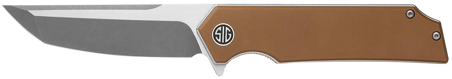 Sig Sauer Knives TS8SBRN Tsuru 3.30" Folding Tanto Plain Satin 154CM SS Blade, 4.20" Coyote Brown G10 Handle