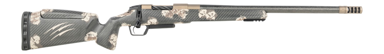 Fierce Firearms CT Rival XP 2.0 25 Creedmoor 20" Carbon Fiber Threaded Barrel, Smoked Bronze Cerakote Titanium Drilled & Tapped Receiver, Integral Rail Forend, Desert Shadow Camo Adj Comb Carbon Fibe