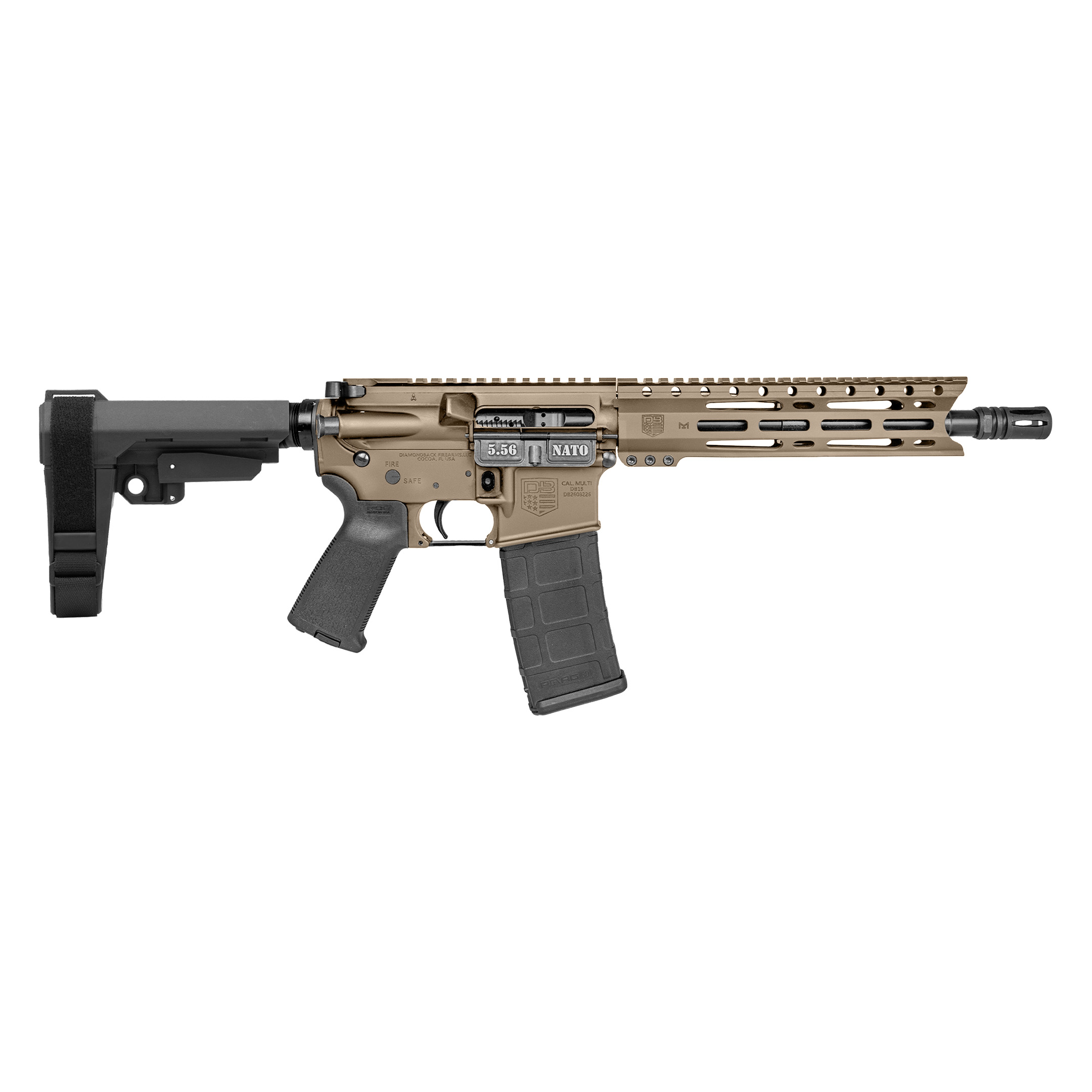 Diamondback DB-15 AR Pistol 5.56mm FDE 10" SBA3