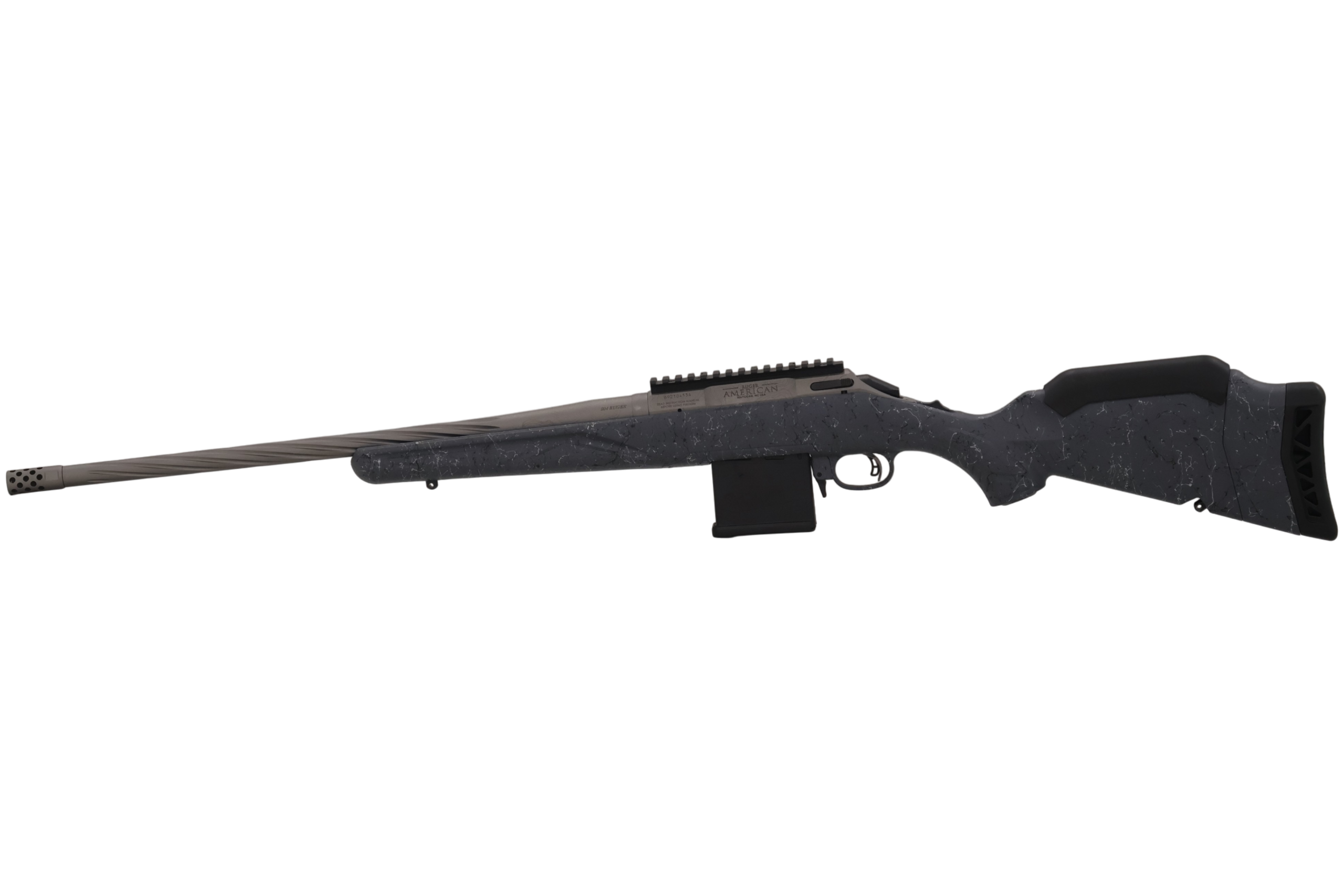 RUGER AMERICAN G2 WILDERNESS TOPO 204 RUGER RFL 20" SPIRAL FLUTD, GRAY SPLATTER 10RD