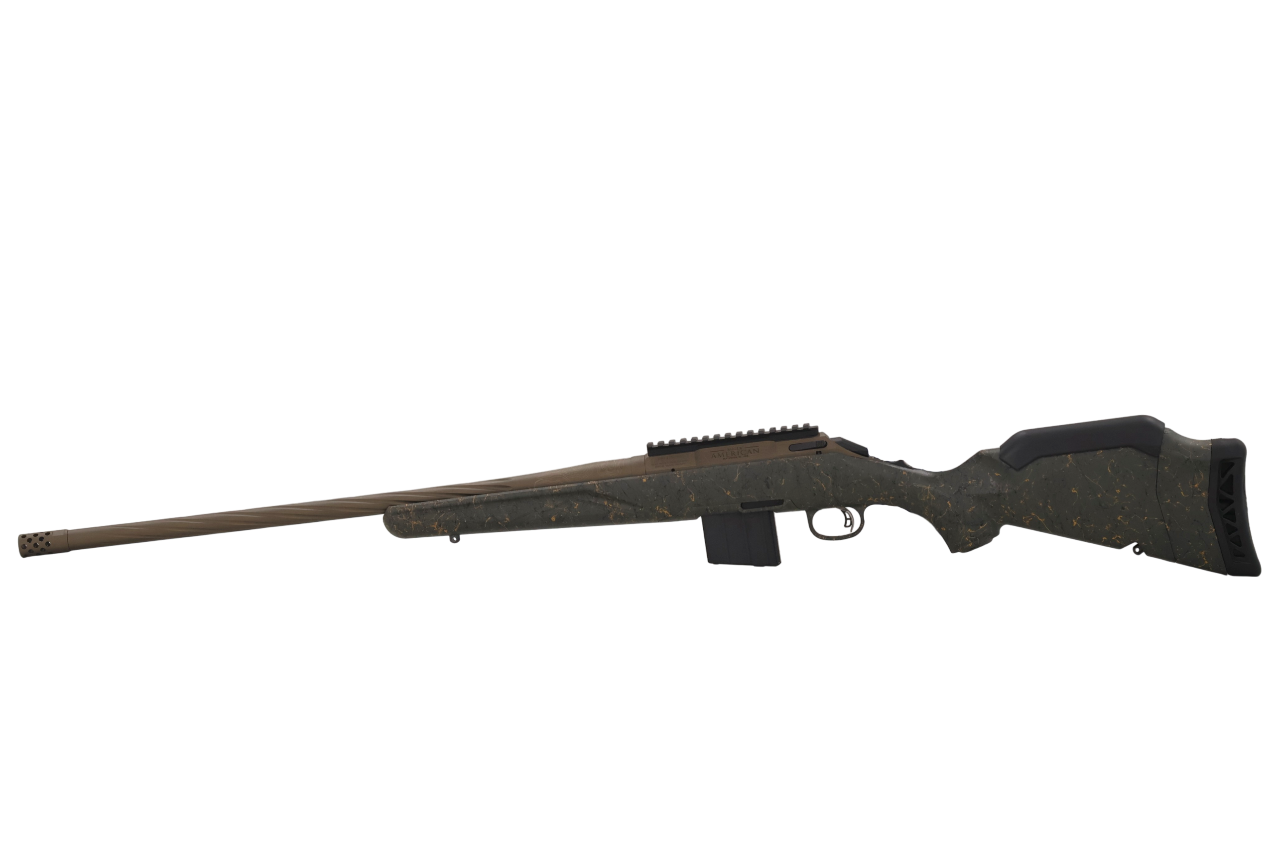 RUGER AMERICAN G2 PRED WILDERNESS TOPO RFL 350 LGD 22" T.B. SPIRAL BBL, GRN SPLTR,BRNT BRNZ 5RD