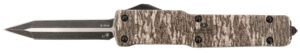 Templar Knife MAMOB121 Premium LW  Slim 3.16" OTF Dagger Plain Black Oxide Stonewashed Powder Coated D2 Steel Blade, 4.93" Mossy Oak Bottomland Aged Aluminum Handle