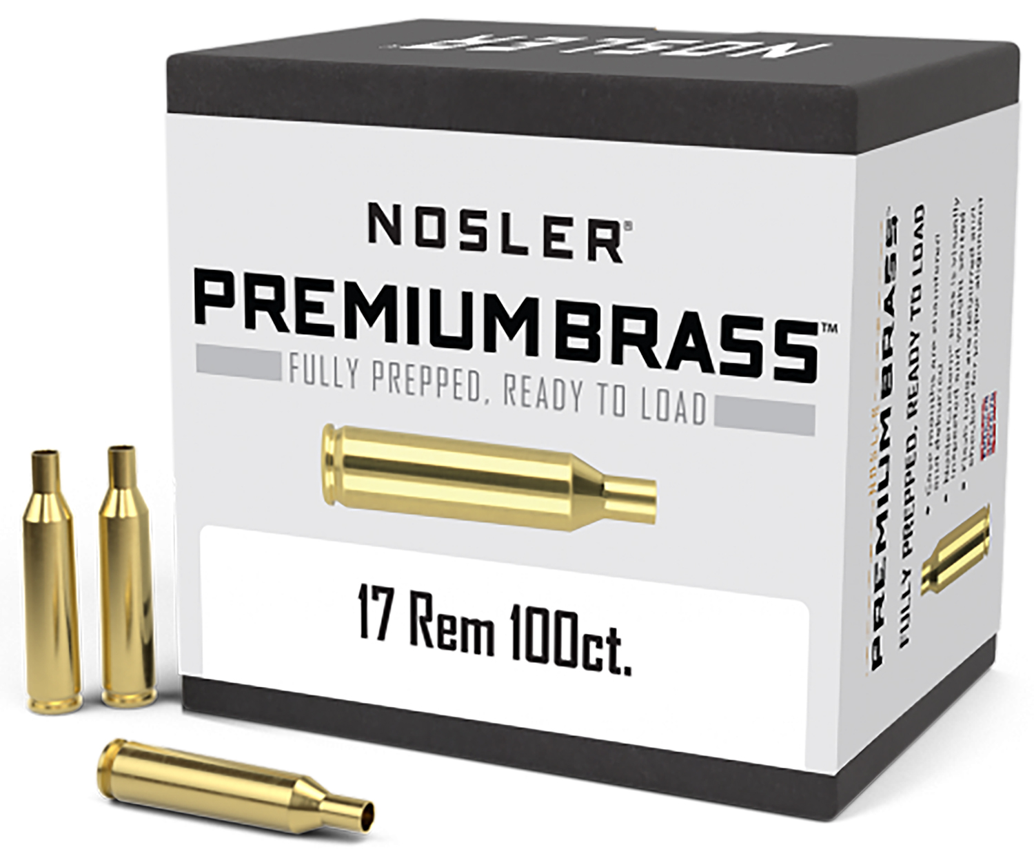 Nosler 10128 Premium Brass Unprimed Cases 17Rem Rifle Brass 100/Box
