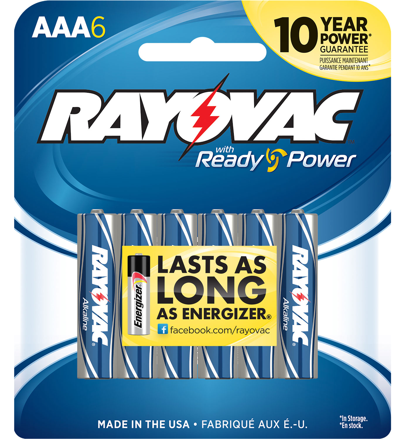 Rayovac 8246T AAA HIGH ENREGY Alkaline Batteries Silver/Blue 1.5 Volts 2,700 mAh (6) Single Pack