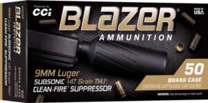 CCI BLAZER BRASS 9MM 147GR FMJ - SUBSONIC 50RD 10BX/CS