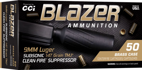 CCI BLAZER BRASS 9MM 147GR FMJ - SUBSONIC 50RD 10BX/CS