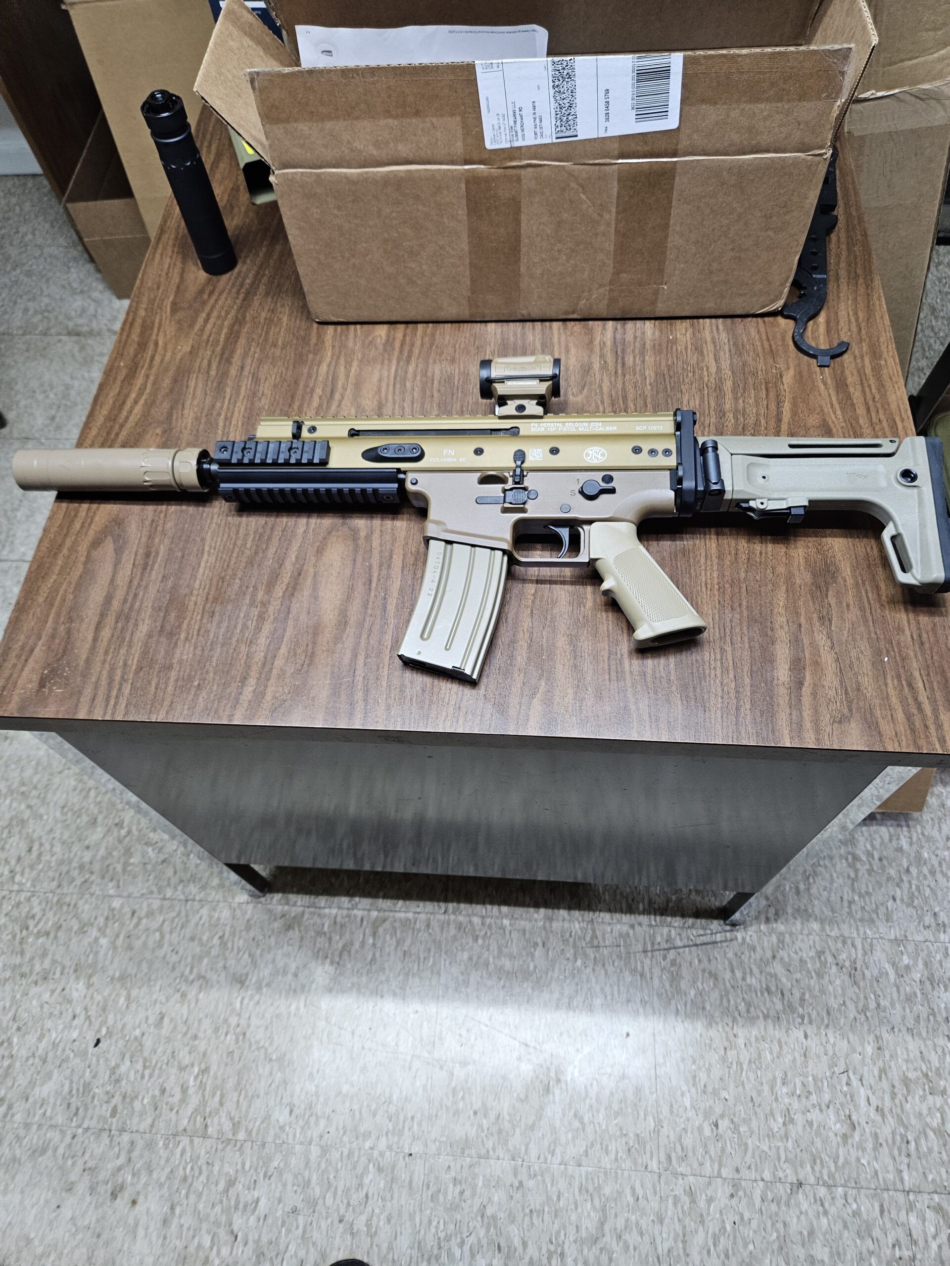FN Scar 15P FDE 556 SBR w/ Rugged Silencer and Optic