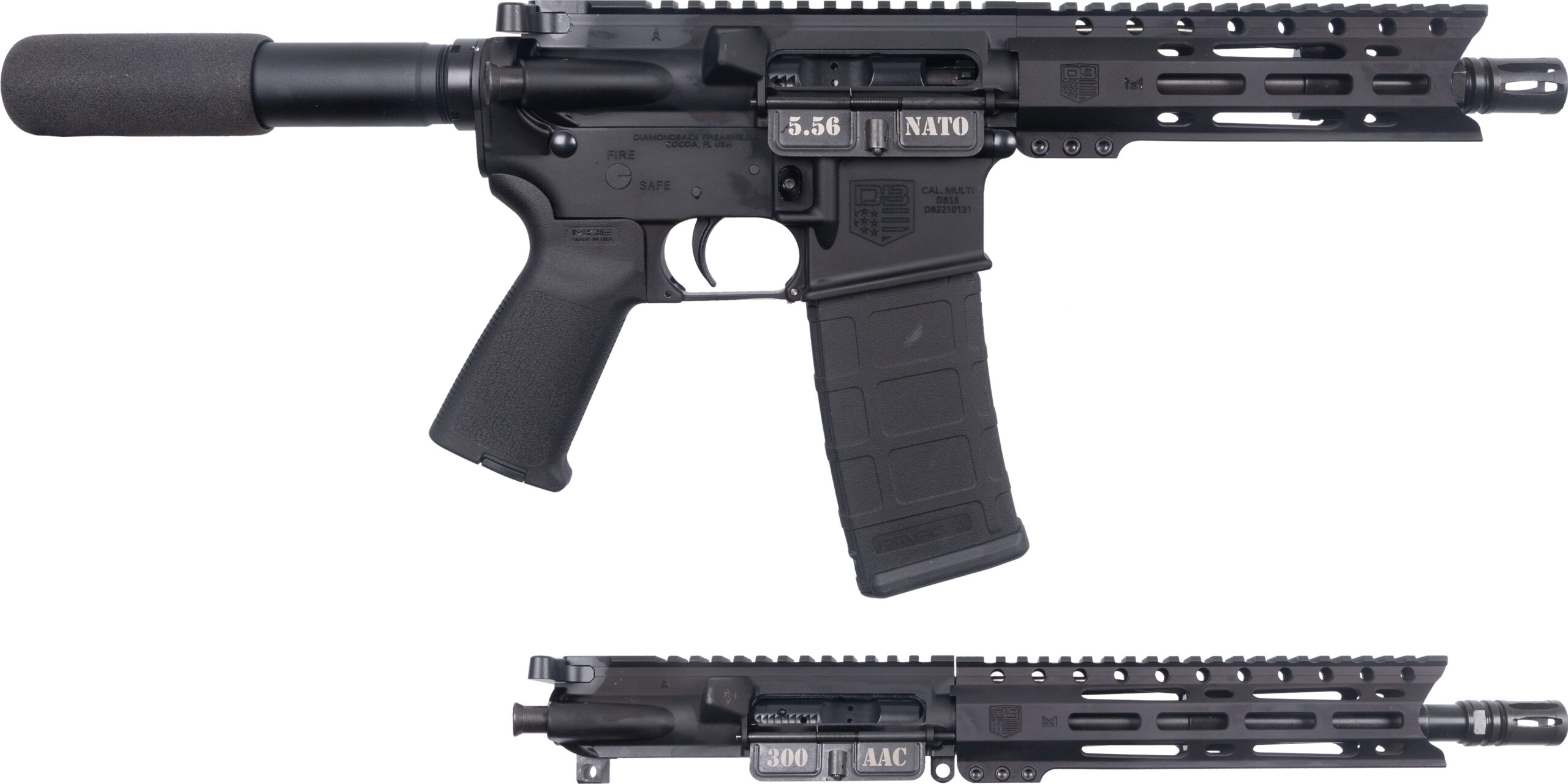 Diamondback DB15 AR Pistol 5.56 with .300 Blackout Upper