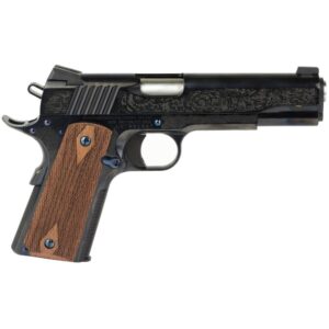 Standard Mfg 1911 .45 ACP Handgun with Engraving and Brown Grips