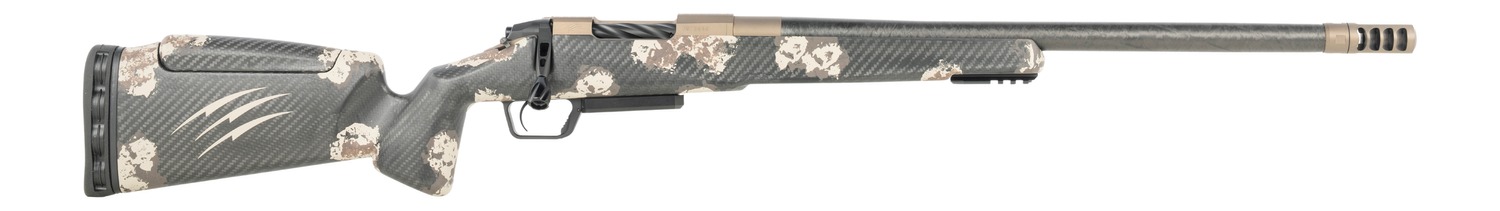 Fierce Firearms CT Rival XP 2.0 22 Creedmoor 20" Carbon Fiber Threaded Barrel, Smoked Bronze Cerakote Titanium Drilled & Tapped Receiver, Integral Rail Forend, Desert Shadow Camo Adj Comb Carbon Fibe