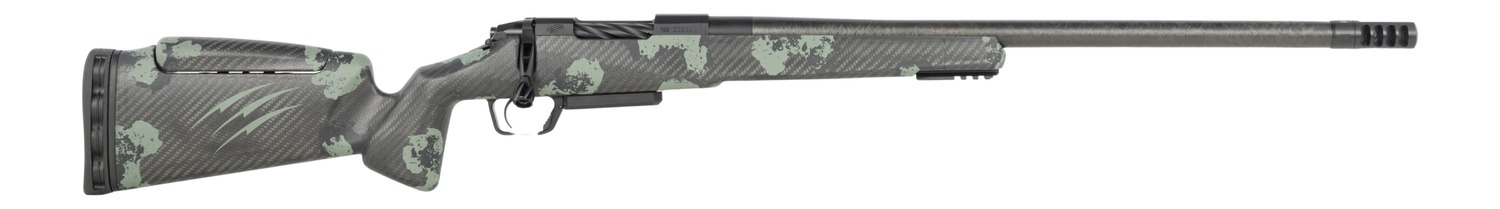 Fierce Firearms RIVSCX22CM22BF Carbon Rival XP 2.0 22 Creedmoor 3+1 22" Carbon Fiber Match Grade Barrel, Black Cerakote Stainless Steel Drilled & Tapped Receiver, Forest Camo Push Button Adj Cheek Pie